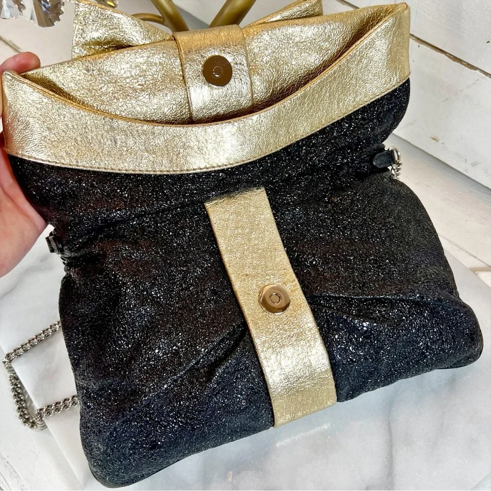 Dolce & Gabbana “Fannie” Leather Envelope Clutch w/ Chain Strap